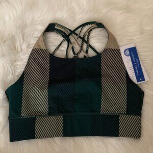 THREADS 4 THOUGHT ReActive Plaid Sports Bra in Green/Tan Sz MEDIUM